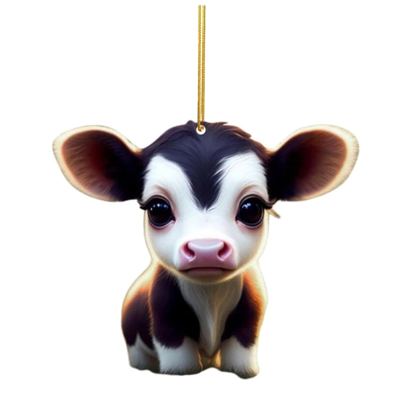 Cow Christmas Ornaments For Tree or Car Rearview Mirror