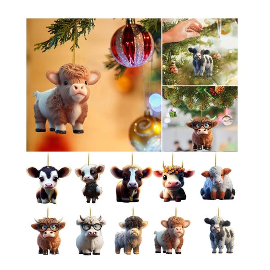 Cow Christmas Ornaments For Tree or Car Rearview Mirror